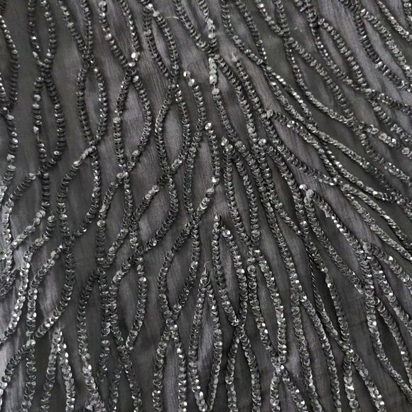 Vintage 1980s Beaded Dress Mark & John by Sam 100% Silk Black Cocktail Medium - Picture 6 of 13